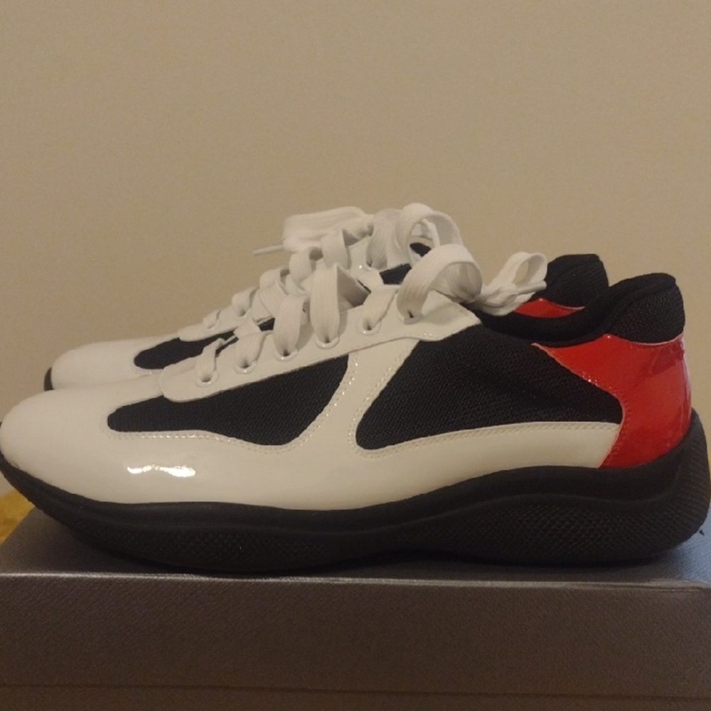 Prada Black, White, and Red Men's Sneakers